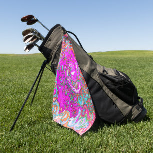 Purple and Orange Groovy Abstract Retro Swirl Golf Towel