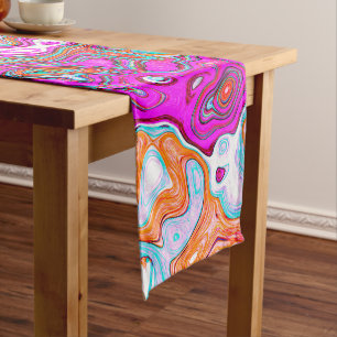 Purple and Orange Groovy Abstract Retro Swirl Medium Table Runner