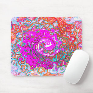 Purple and Orange Groovy Abstract Retro Swirl Mouse Mat