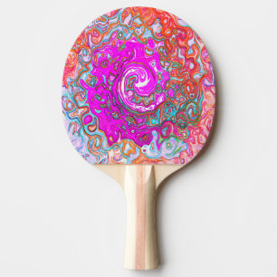 Purple and Orange Groovy Abstract Retro Swirl Ping Pong Paddle