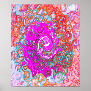 Purple and Orange Groovy Abstract Retro Swirl Poster