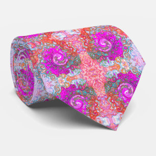 Purple and Orange Groovy Abstract Retro Swirl Tie