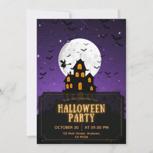Purple and Orange Halloween Party  Invitation