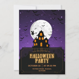 Purple and Orange Halloween Party  Invitation