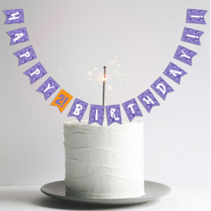 Purple and orange Halloween themed birthday party Bunting