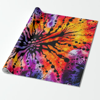 Purple and Orange Halloween Tie Dye Wrapping Paper