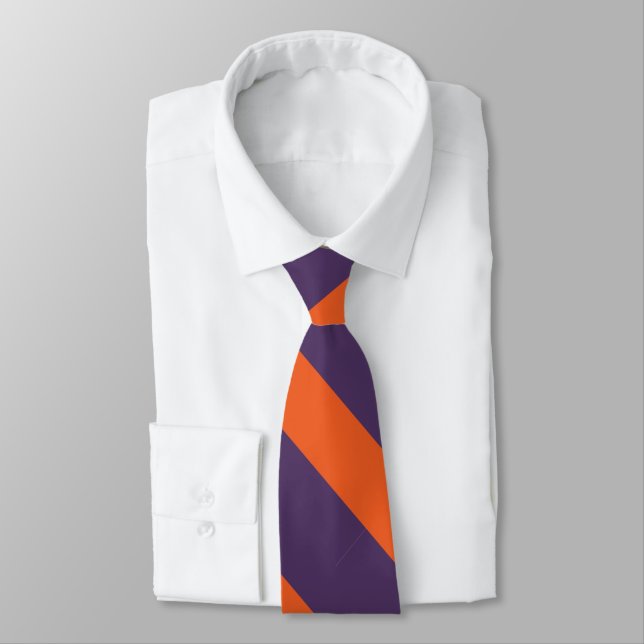 Purple and Orange II University Stripe Tie (Tied)