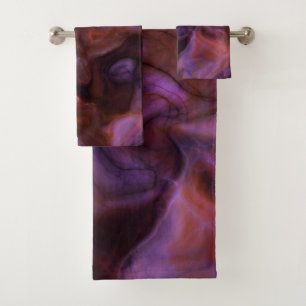 purple and orange Marble abstract Bath Towel Set