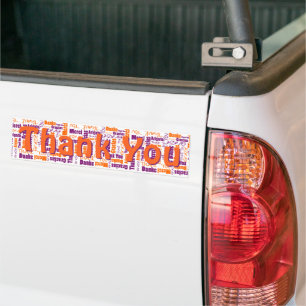 Purple and Orange Multilingual Thank You Custom Bumper Sticker
