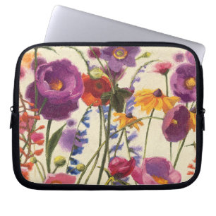 Purple and Orange Poppy Melody Laptop Sleeve