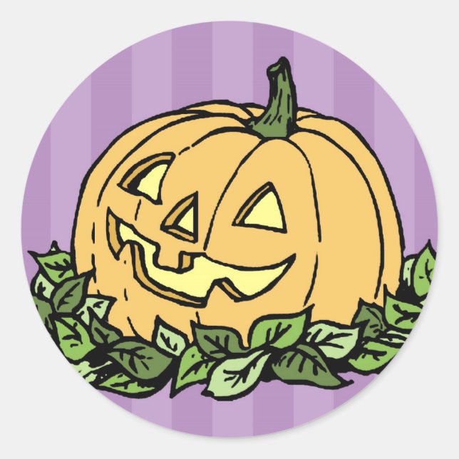 Purple and Orange Pumpkin Halloween Stickers (Front)