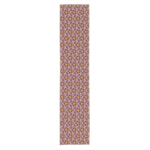 Purple and Orange Retro Flower Pattern  Short Table Runner