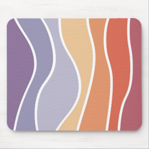 Purple and orange retro style waves mouse mat