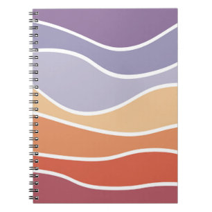 Purple and orange retro style waves notebook