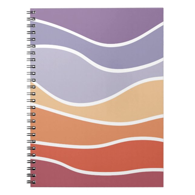 Purple and orange retro style waves notebook (Front)