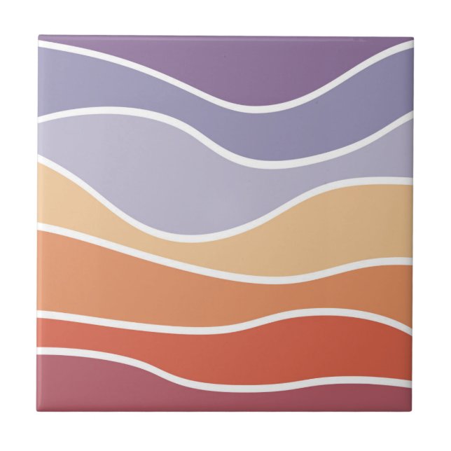 Purple and orange retro style waves tile (Front)