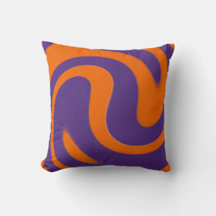 Purple and Orange Retro Swirl Cushion