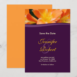 Purple and Orange Save the Date Announcement