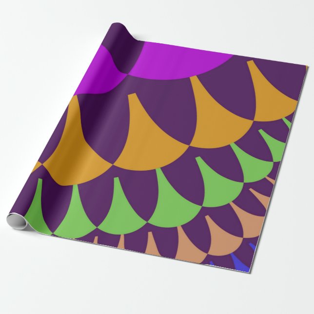 Purple and Orange Scales Wrapping Paper (Unrolled)