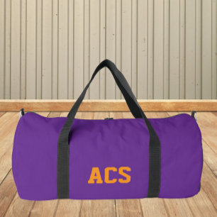 Purple and Orange School Colours and Letters Duffle Bag