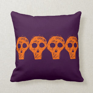 purple and orange skull Halloween pillow
