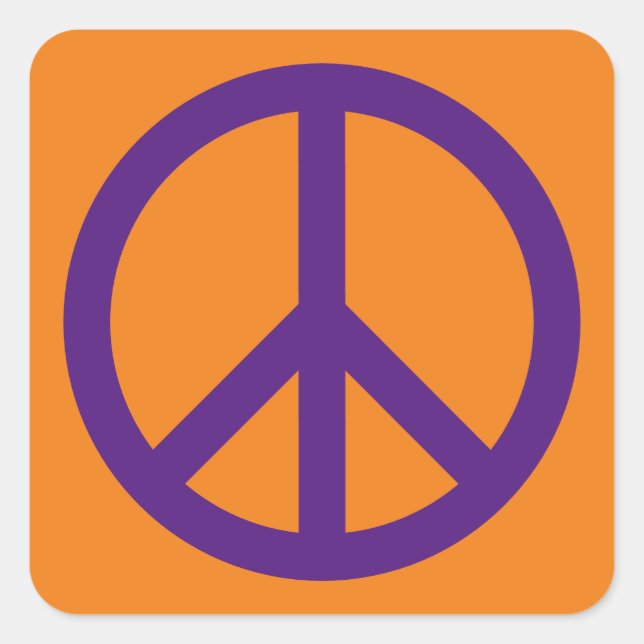 Purple and orange square peace logo stickers (Front)