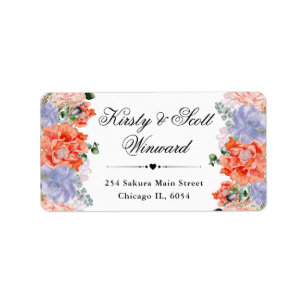 Purple and Orange Summer Flowers address Label