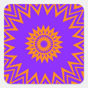 Purple and Orange Sun Rays Square Sticker
