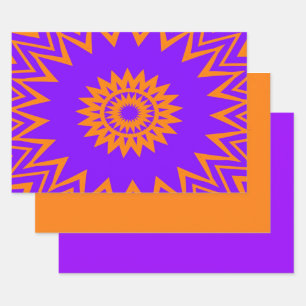Purple and Orange Sun Rays Wrapping Paper Sheet