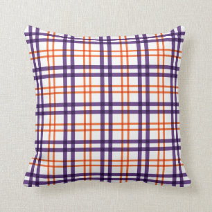 Purple and Orange Tartan   Cushion