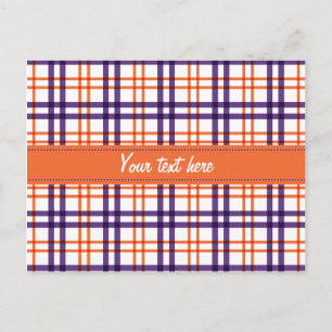 Purple and Orange Tartan Postcard