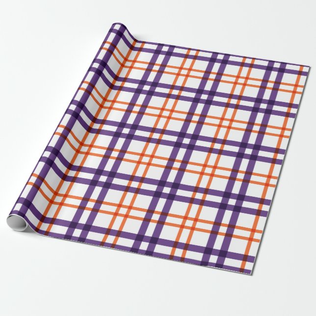 Purple and Orange Tartan Wrapping Paper (Unrolled)