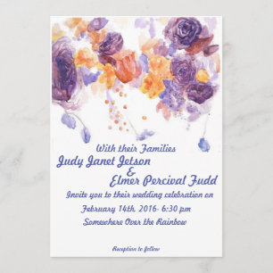 Purple and Orange Wedding Invite