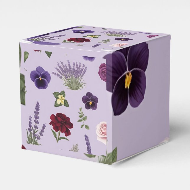 Purple and other colour Floral Pattern Favour Box (Front Side)