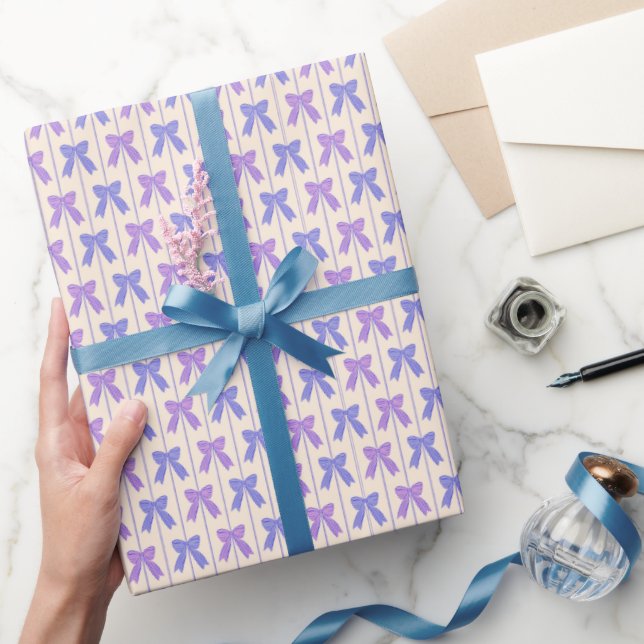 Purple and Periwinkle Bows and Ribbons Wrapping Paper (Gifting)