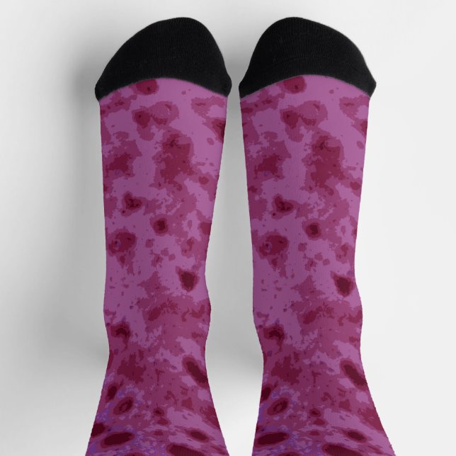 Purple and pink abstract distressed pattern socks (Top)