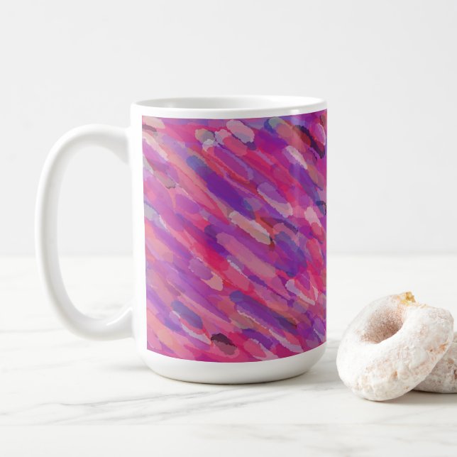 Purple and Pink Abstract Pattern Coffee Mug (With Donut)