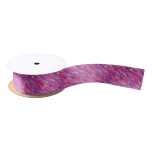 Purple and Pink Abstract Pattern Satin Ribbon