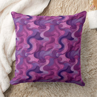 Purple and pink abstract waves cushion