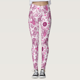 Purple And Pink Bird Patterned Leggings