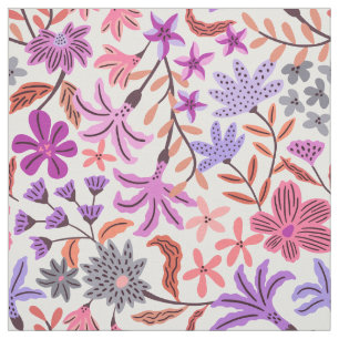 Purple and pink bold maximalist floral fabric