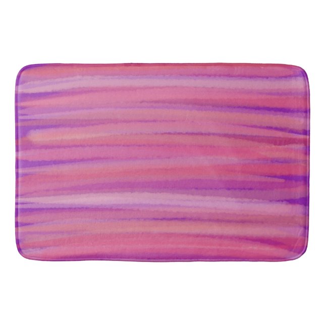 Purple and Pink Brushstrokes Bath Mat (Front)