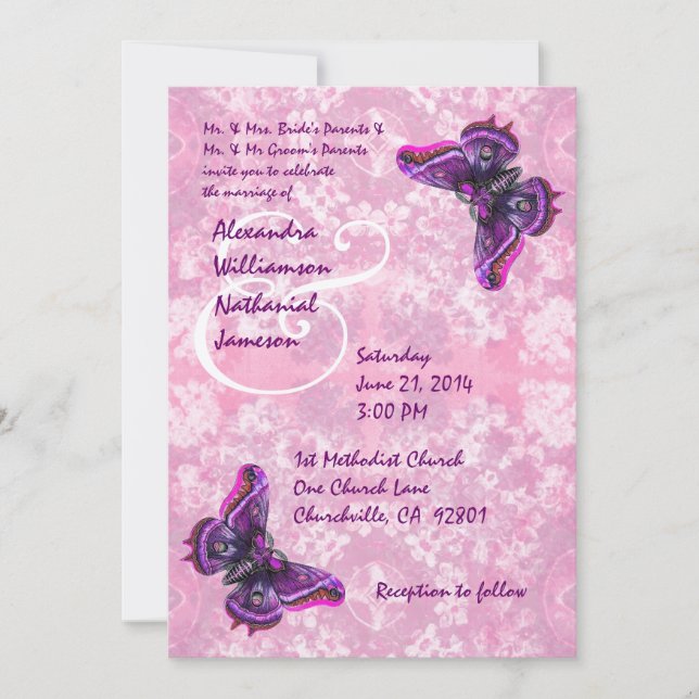 Purple and Pink Butterflies Wedding Template (Front)