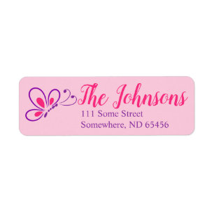Purple and Pink Butterfly Address Label