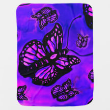 Purple and pink butterfly baby blanket