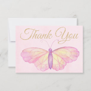 Purple and Pink Butterfly Baby Shower Thank You Card