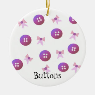 Purple and Pink Buttons and Bows Ceramic Tree Decoration