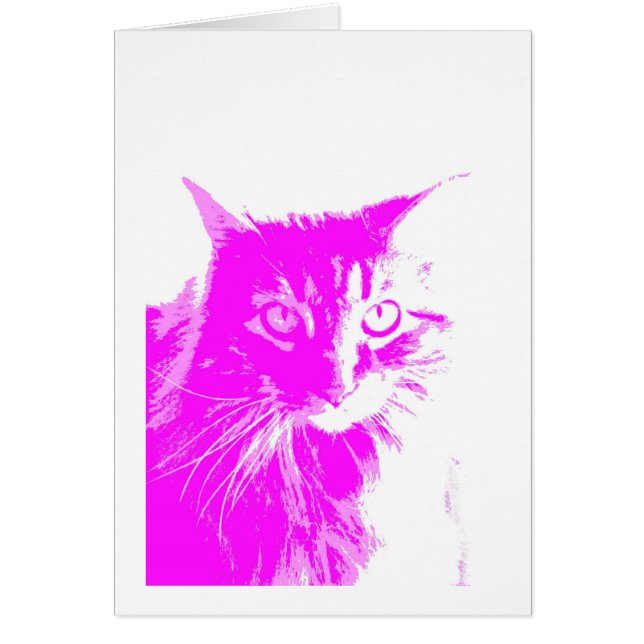 purple and pink cat blank card pop art style (Front)