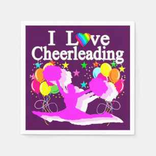 PURPLE AND PINK CHEERLEADING PAPER NAPKINS