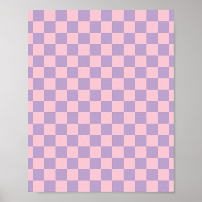 Purple And Pink Chequerboard Poster (Front)
